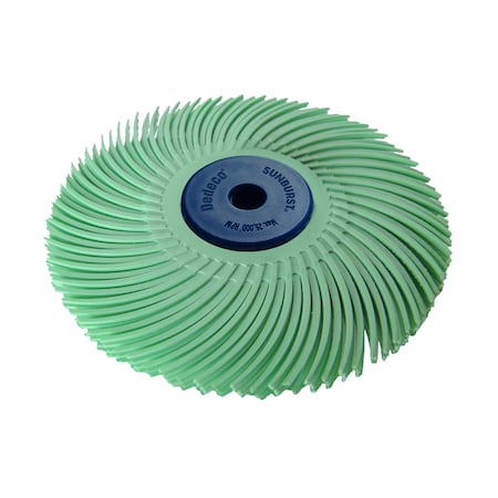 Dedeco Sunburst Radial Bristle Discs 4 in X 1/2 in Curved Tc Lt Green 1 Micron A/O 1/Unit 2278